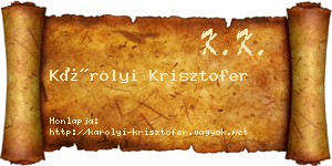 Károlyi Krisztofer névjegykártya